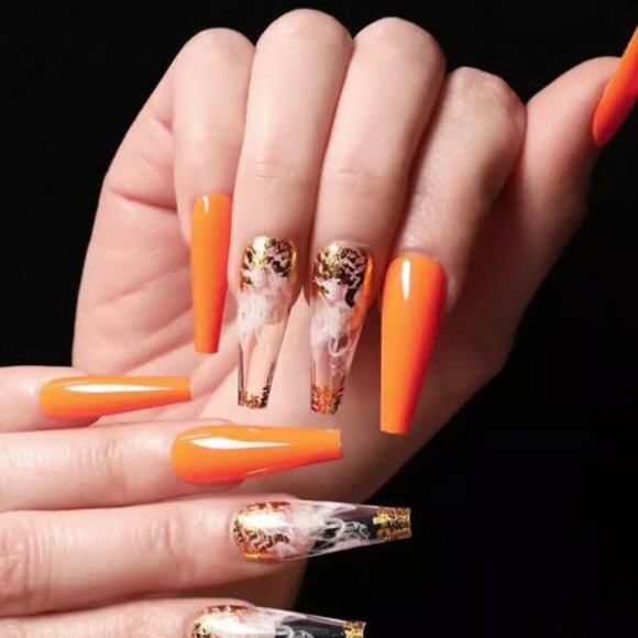 24 PC Press on Nail Set x5 Long French Medium Almond Long Ballerina French Nails - Picture 10 of 16